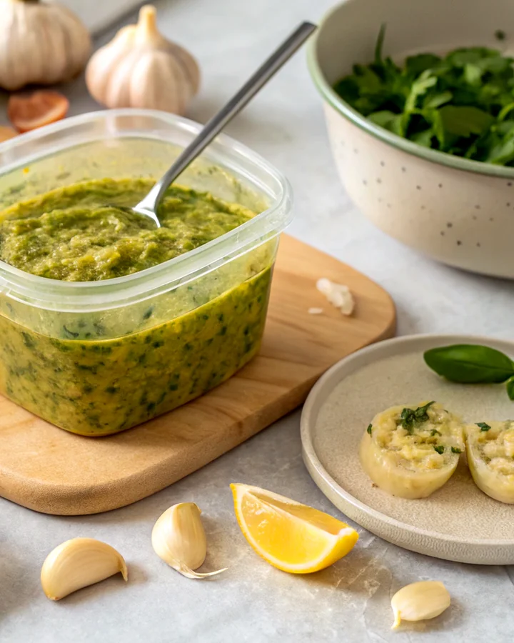 Parfait Pâte dherbes au citron et à lail pour plats