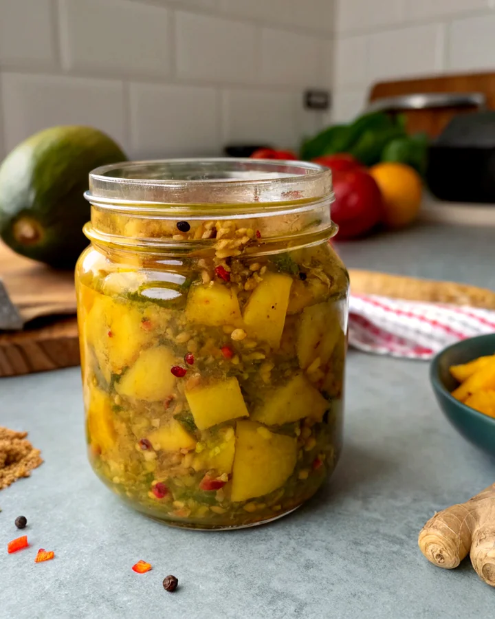 Parfait Pickle de mangue et gingembre épicé