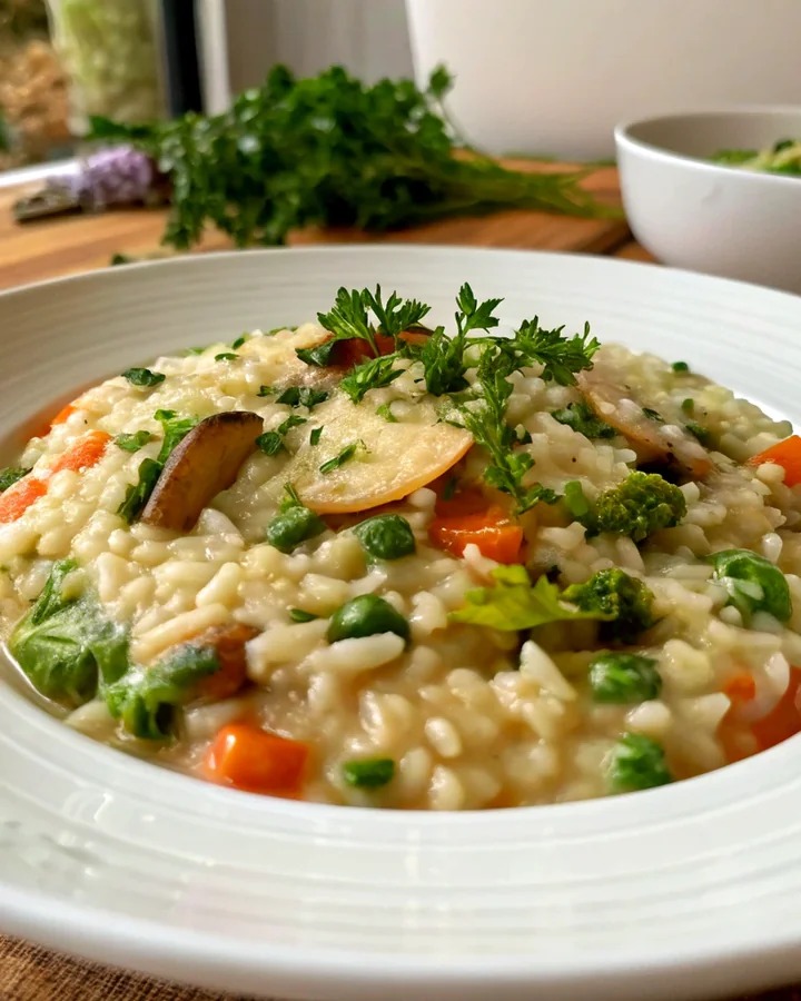 Risotto Magique aux Champignons et Noisettes Épicées