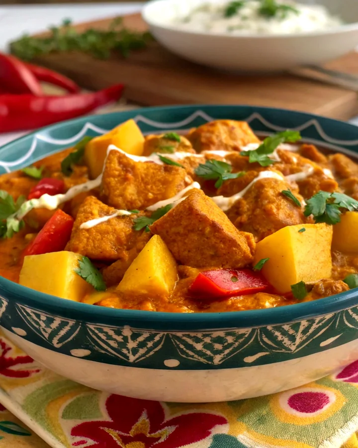 Tikka Masala Épicé avec Mangue Sorbet et Nuage de Coco