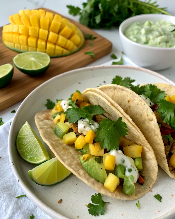 Parfait Tacos de crevettes épicées avec salsa à la mangue