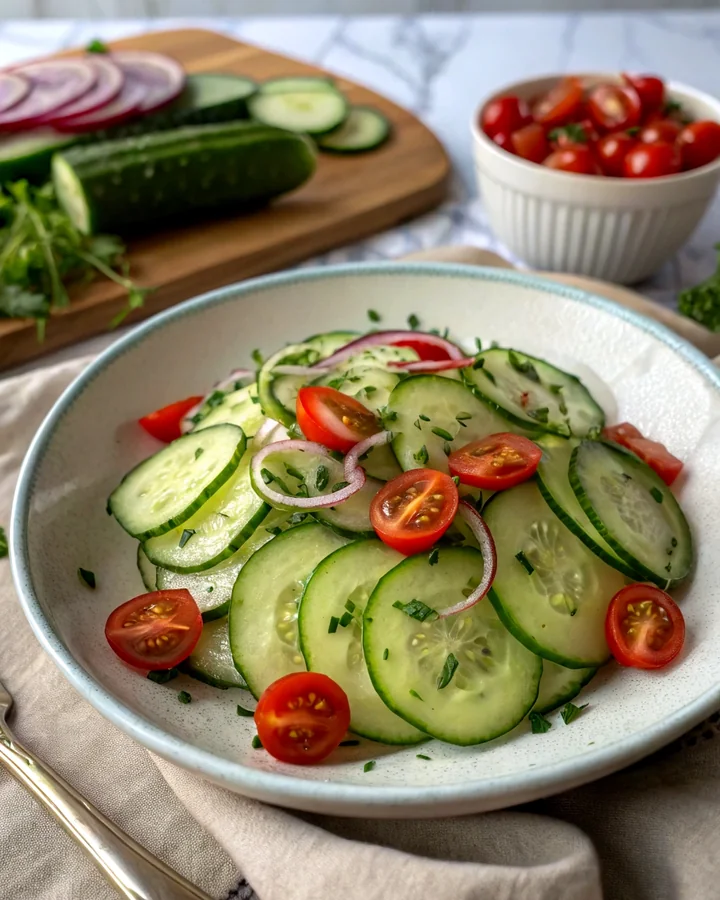 Parfait Salade de concombre croquante à la feta et à