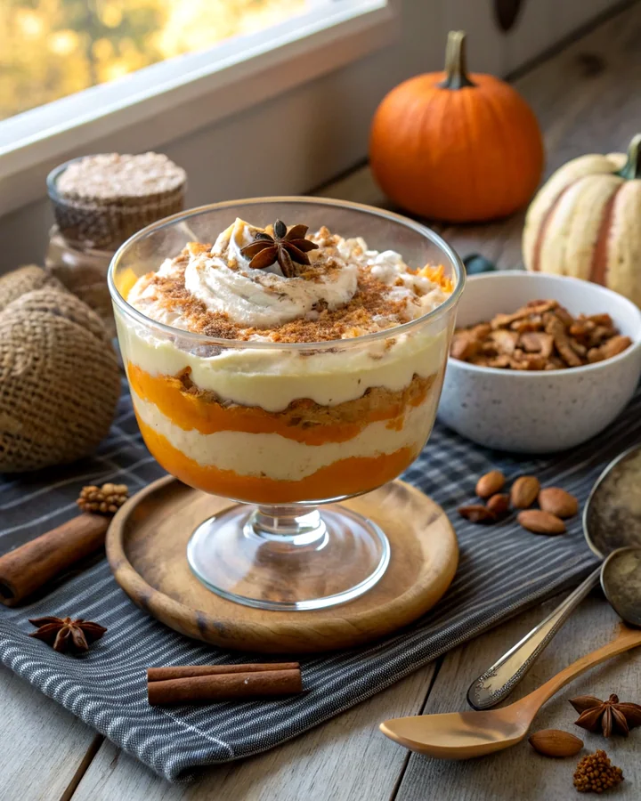 Parfait Parfait de citrouille épicée avec topping de noix