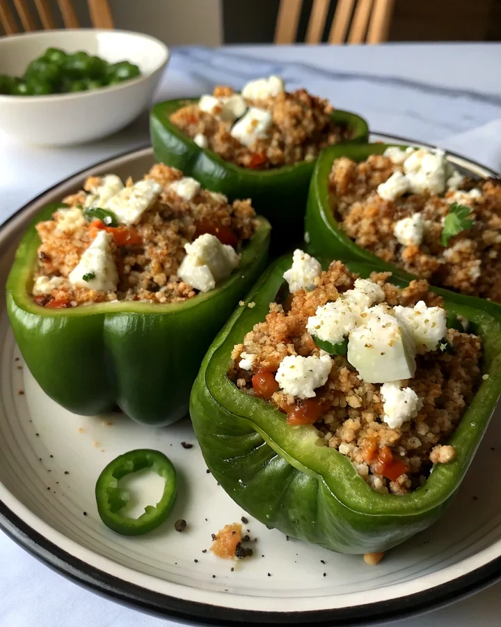 Parfait Délice de poivrons verts farcis au quinoa et feta