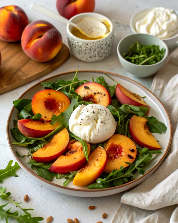 Parfait Salade de pêches grillées et burrata