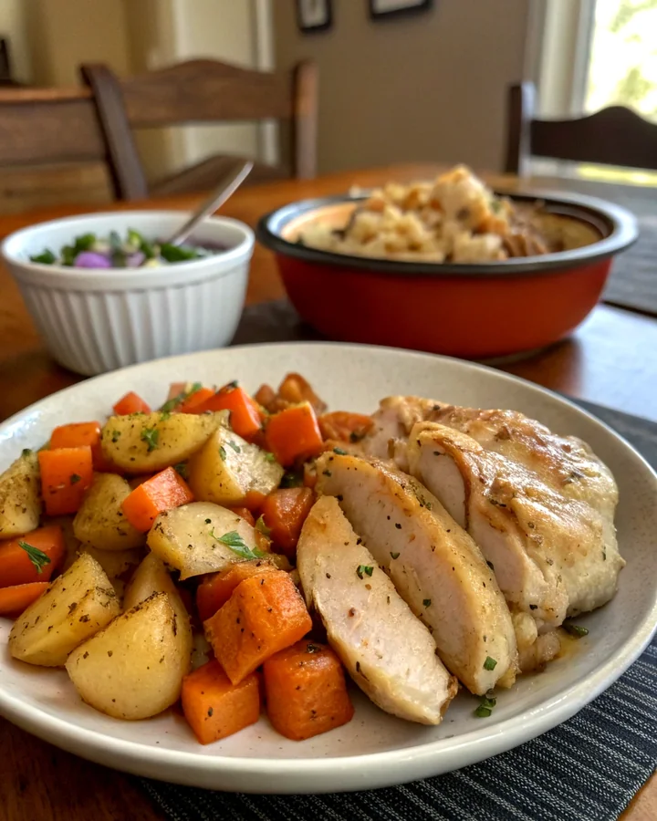 Parfait Magie de poulet et pommes de terre en une poêle