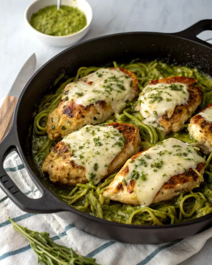 Parfait Poulet au pesto et fromage en poêle rapide