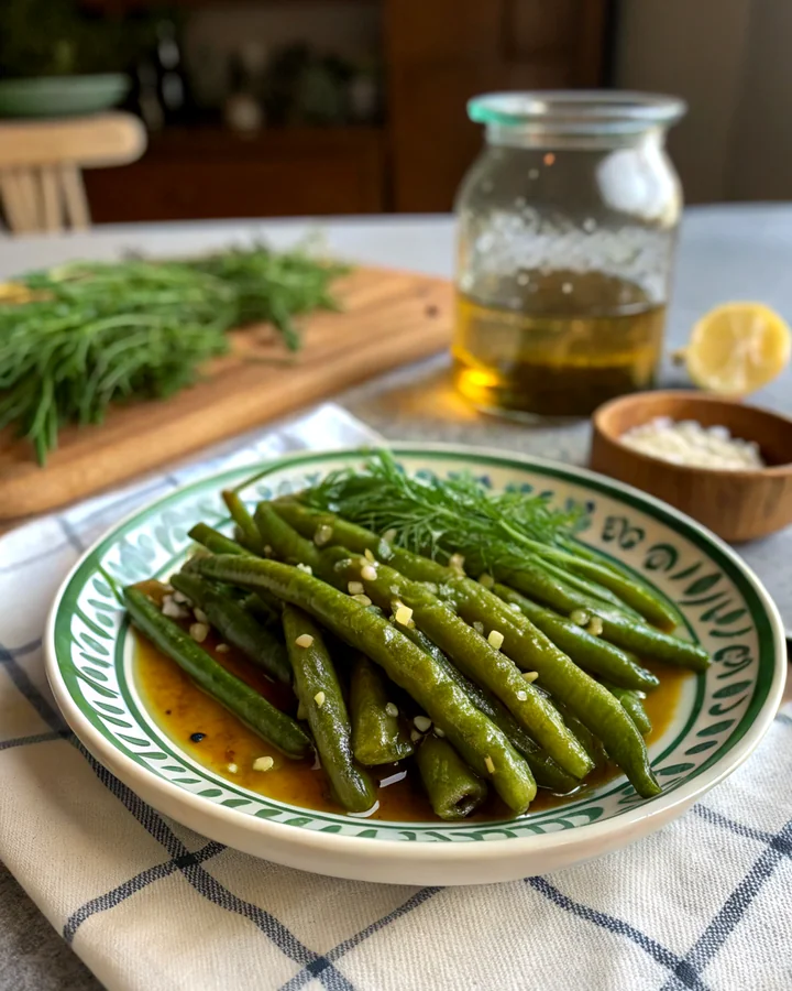 Parfait Haricots verts marinés au miel et à laneth