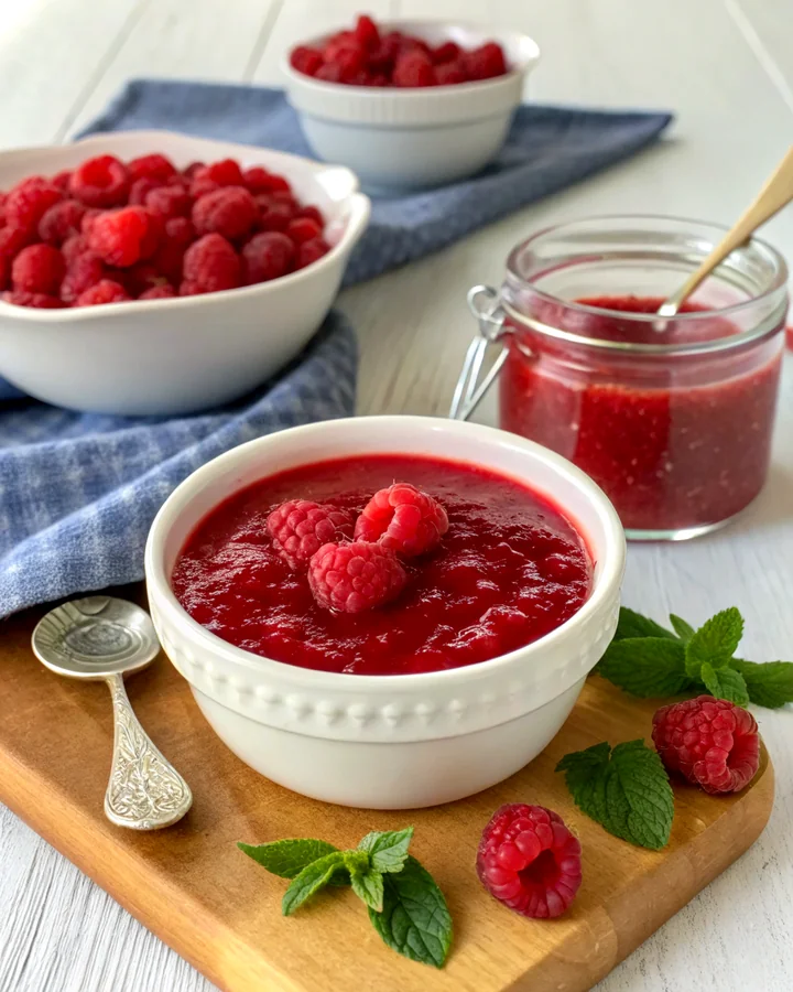 Parfait Délice de Framboise Acidulée : Sauce Sucrée et