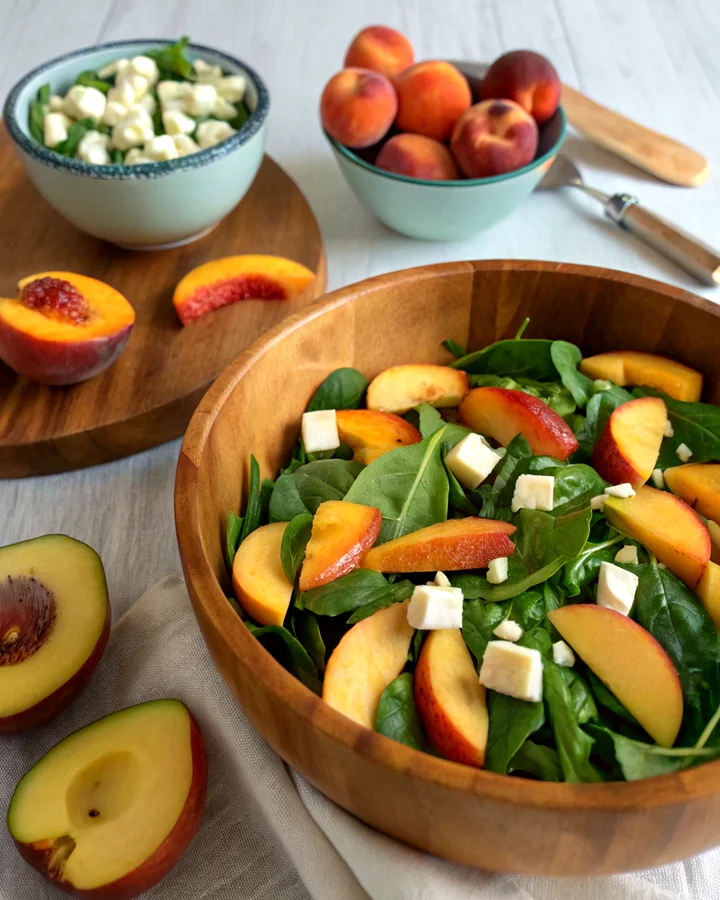 Parfait Salade de épinards, pêches, feta et miel