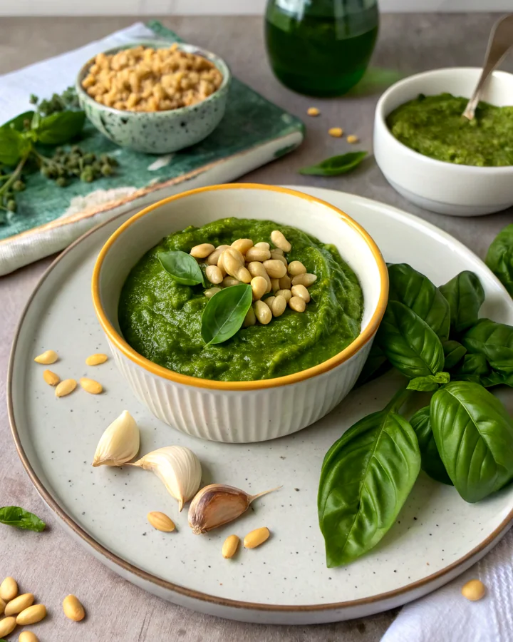 Parfait Pesto de basilic frais du jardin en 10 minutes